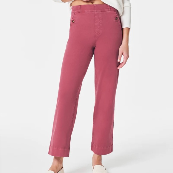 NWT Spanx Stretch Twill Cropped Pant/ Size Medium/ Wild Rose - Picture 2 of 7
